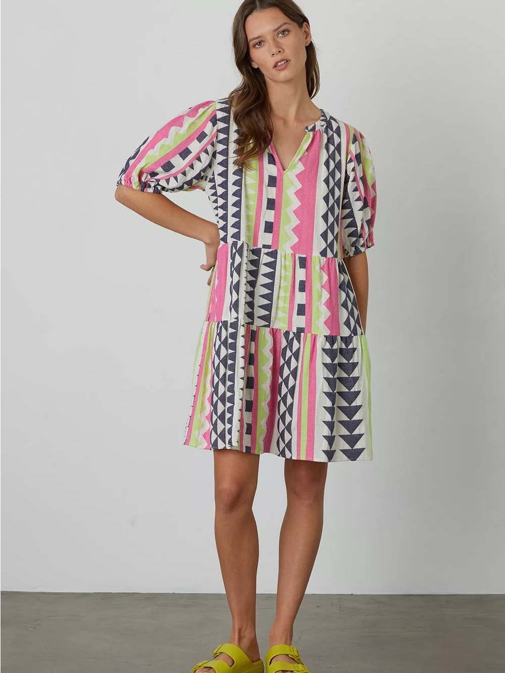 Velvet by Graham & Spencer Danica Geometric Neon Jacquard Dress XS